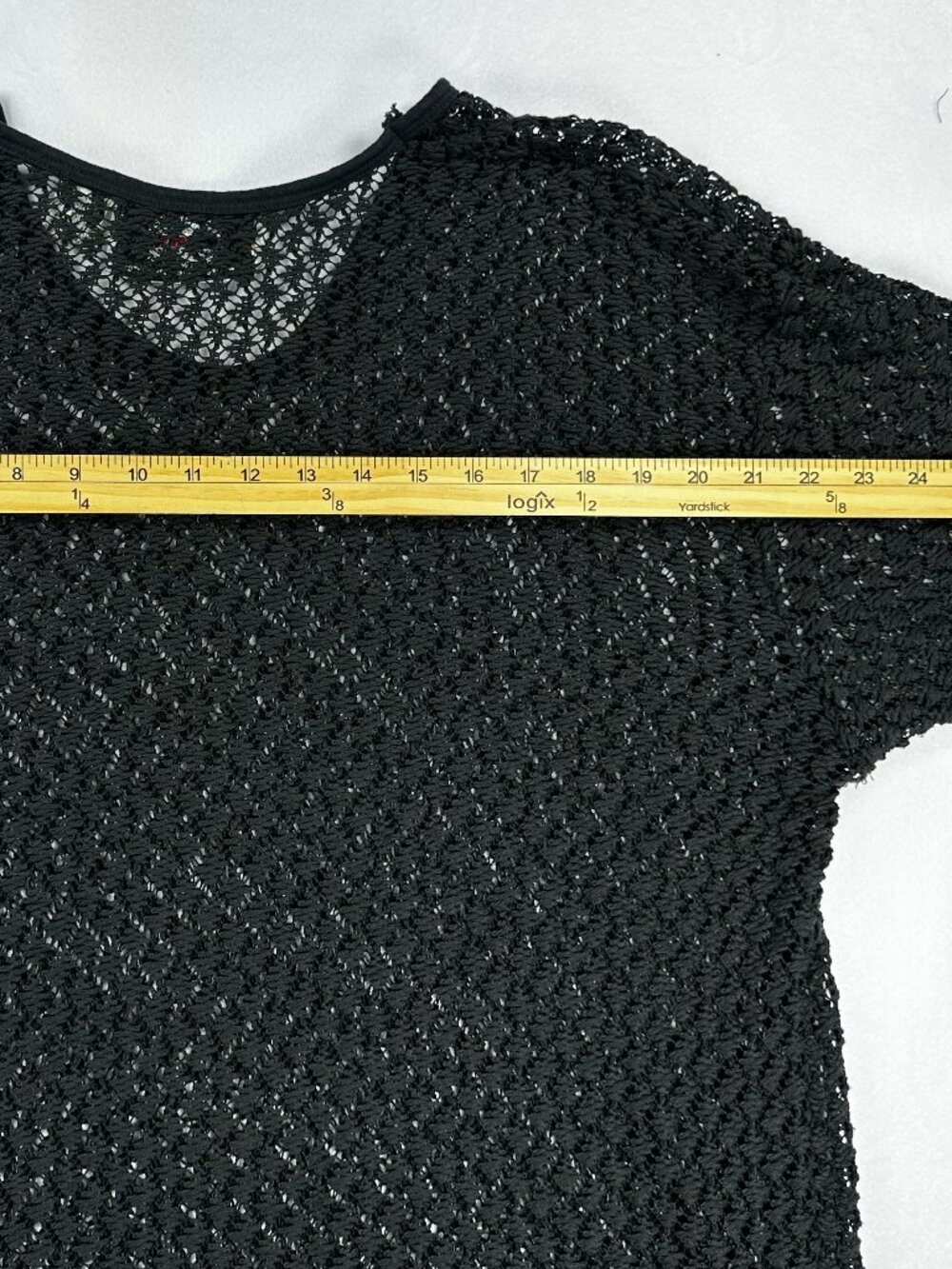 International Sportswear 2XL Black Open Knit Crochet Sweater Large Grunge Punk - Picture 6 of 15